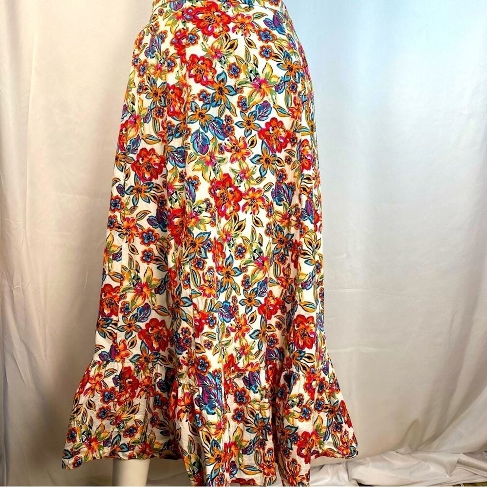RACHEL ROY Women’s Skirt Medium Floral Print Tiered Maxi Lined Pull On